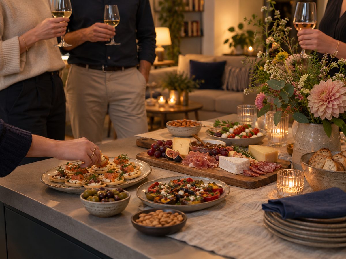 Borrelplank en schalen op een verjaardag